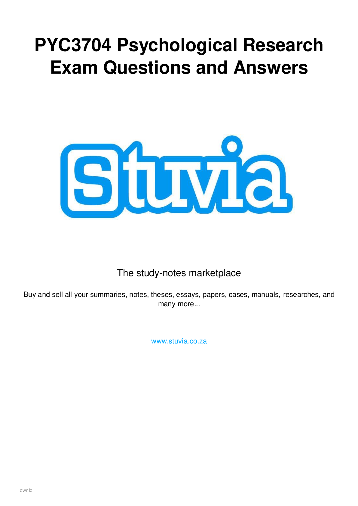 Preview image for PYC3704 Psychological Research Exam Questions and Answers